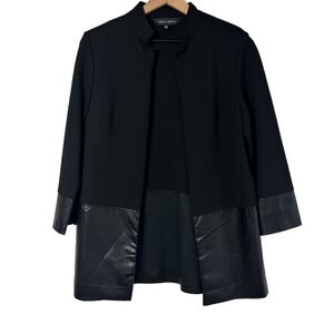 MING WANG BLACK BLAZER WOMEN LEATHER JACKET SIZE XS BRAND NEW WITH TAGS